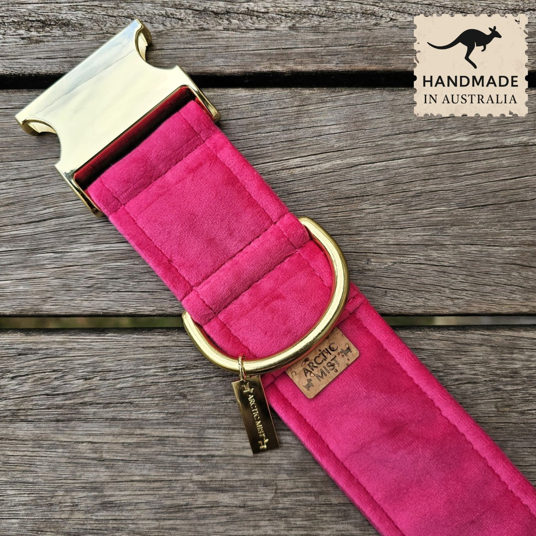 Hot Pink Luxury Velvet Buckle Collar