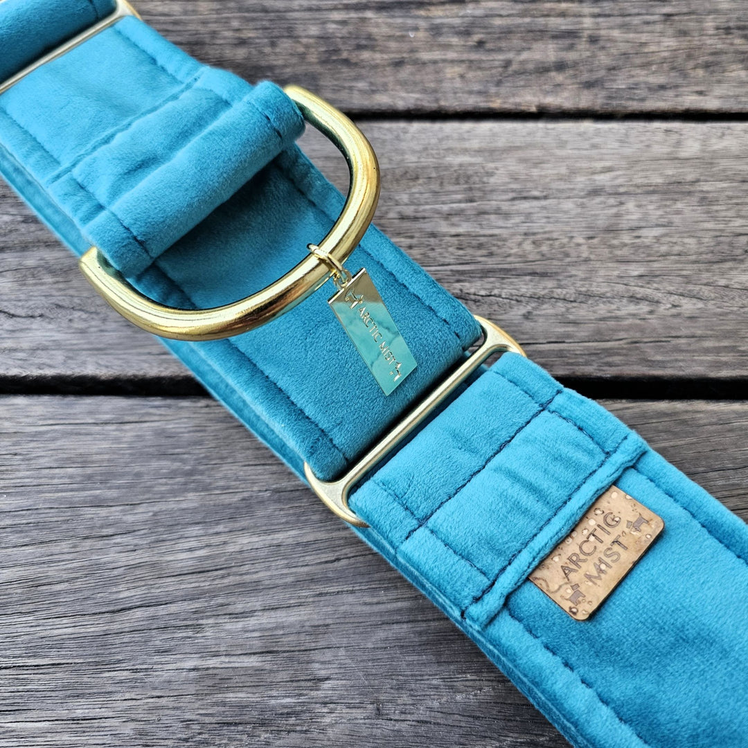 jade green luxury velvet dog martingale slip collar
