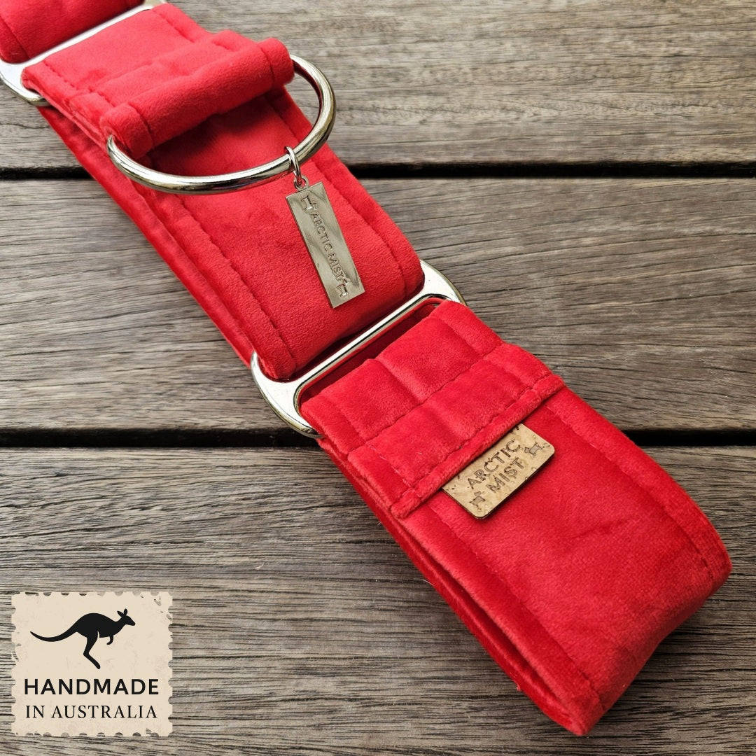 luxury red velvet dog martingale limited slip collar