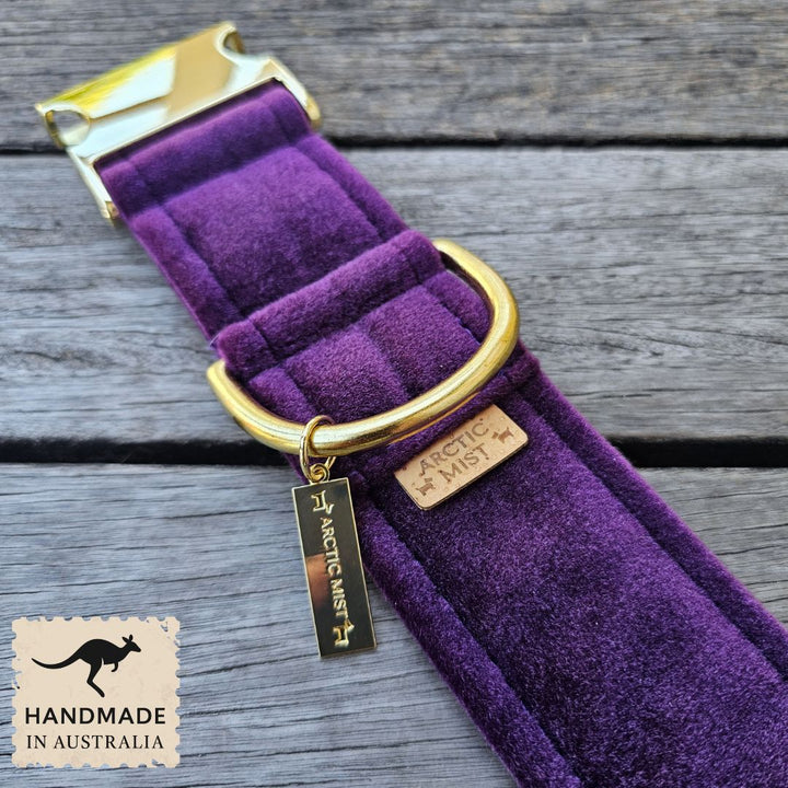 Midnight Plum Luxury Velvet Buckle Collar