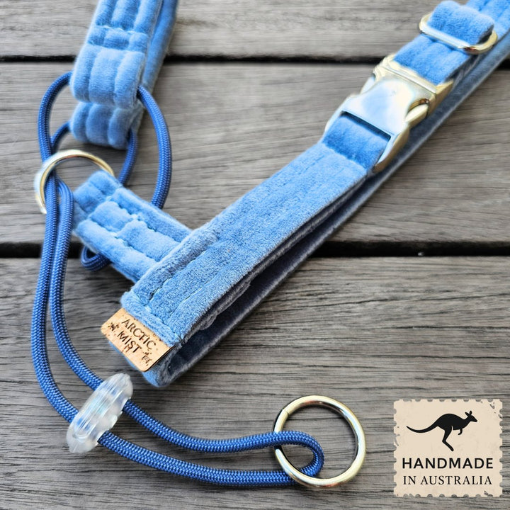 Storm Blue Luxury Velvet Complete Training Halter