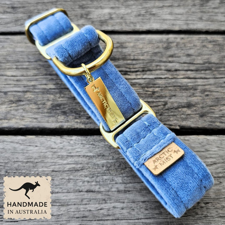 Storm Blue Luxury Velvet Martingale Collar