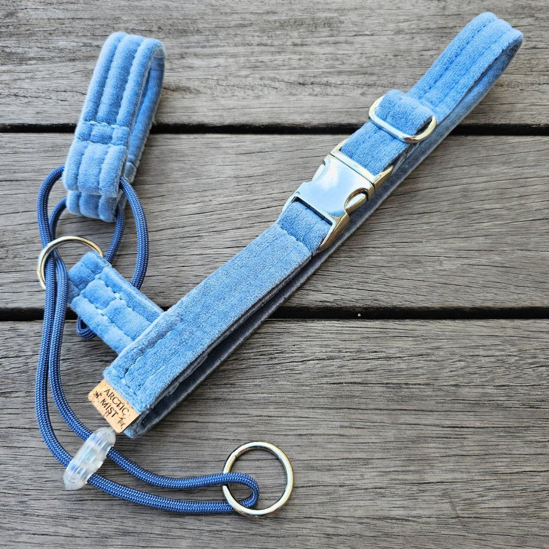 Storm Blue Luxury Velvet Complete Training Halter