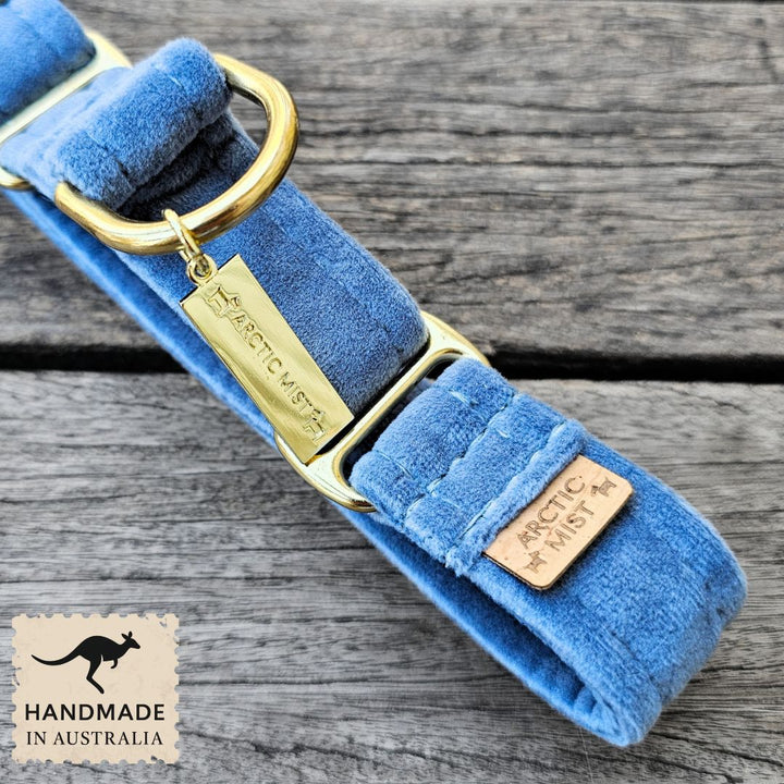 Storm Blue Luxury Velvet Martingale Collar