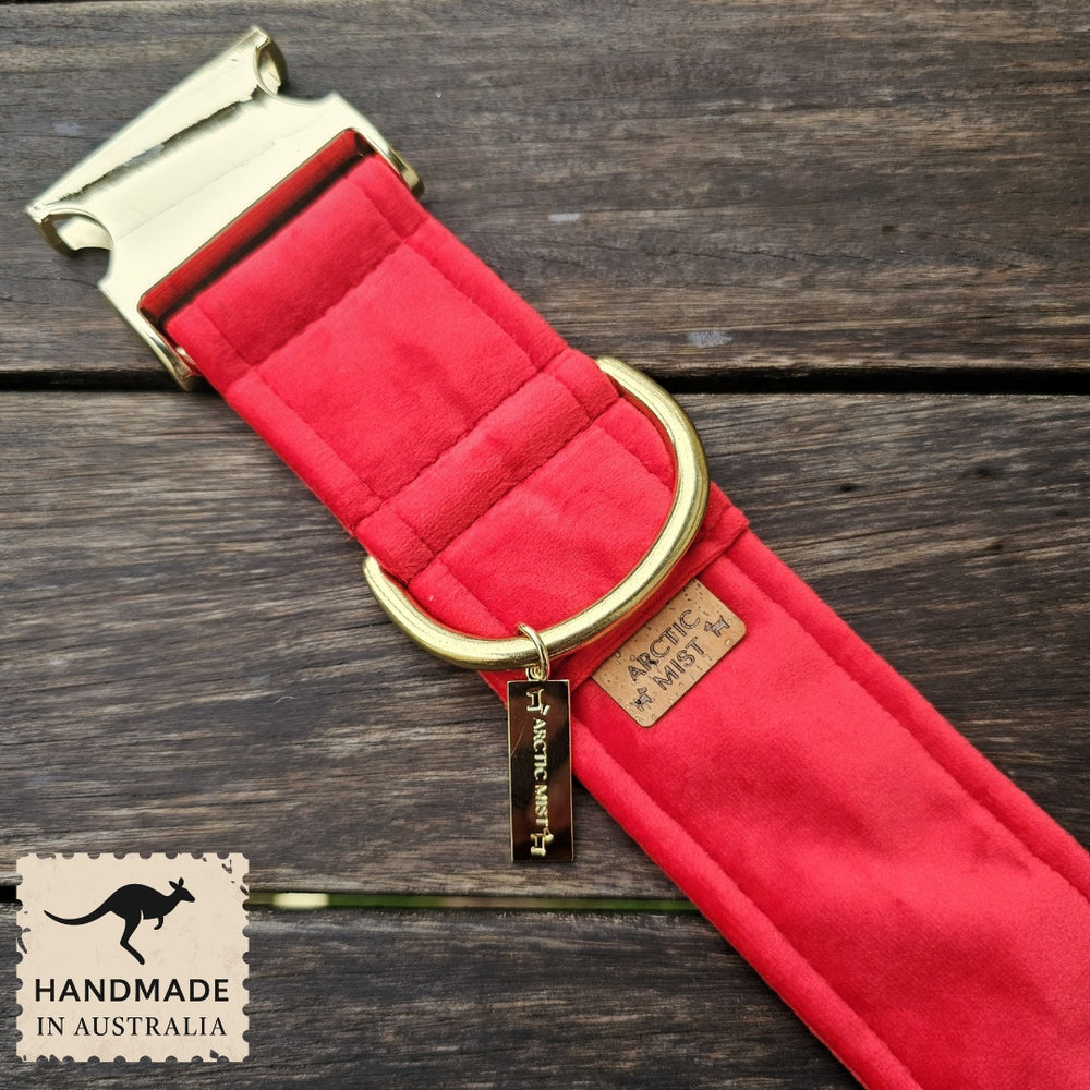 luxury red velvet dog buckle collar