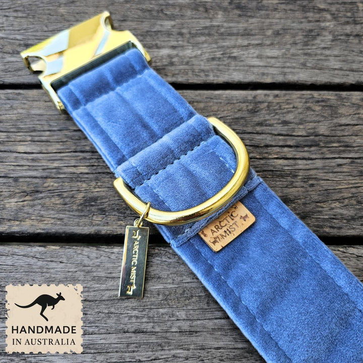 Storm Blue Luxury Velvet Buckle Collar