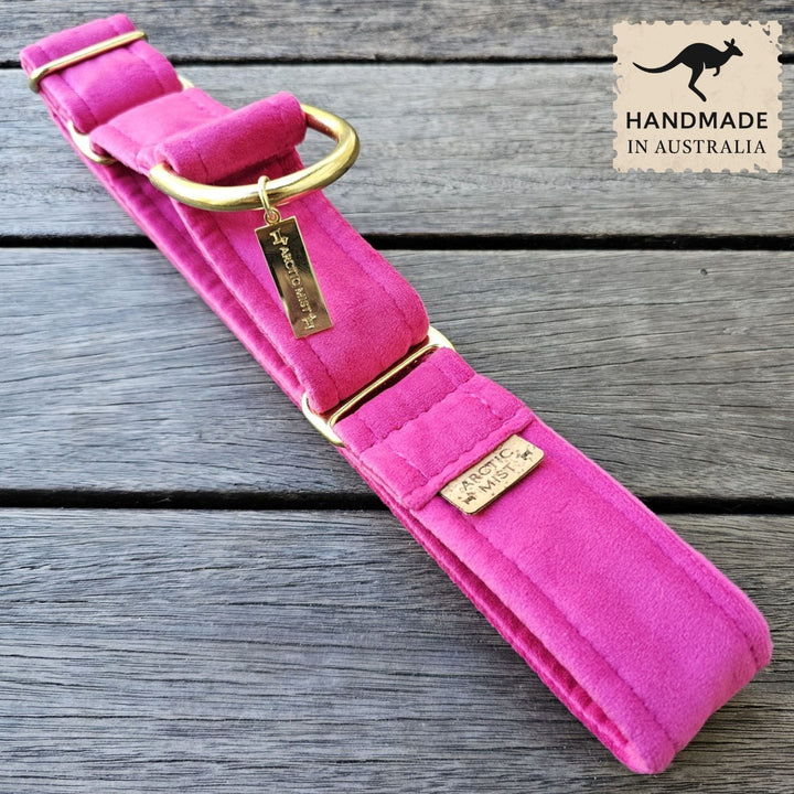 Hot Pink Luxury Velvet Martingale Collar