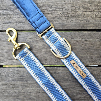 luxury blue st tropez dog lead leash polyester webbing traffic handle