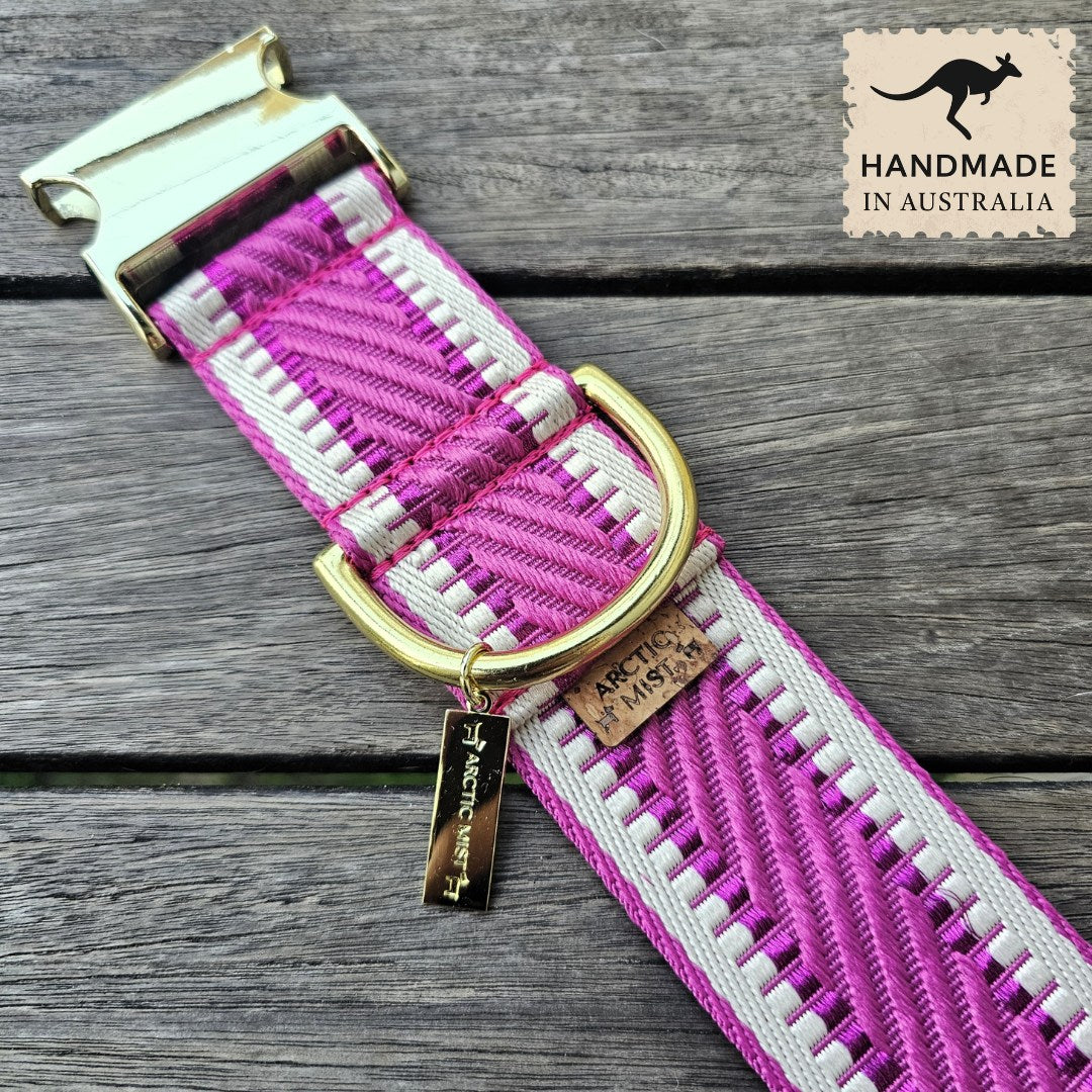 Luxury hot pink St Tropez dog buckle collar polyester webbing