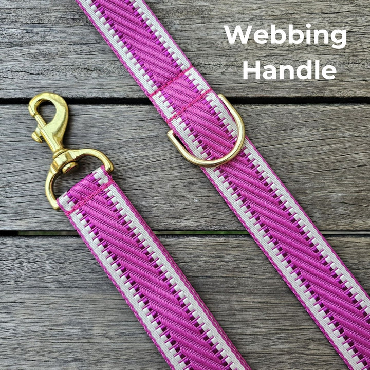 Hot Pink webbing velvet dog lead collar brass