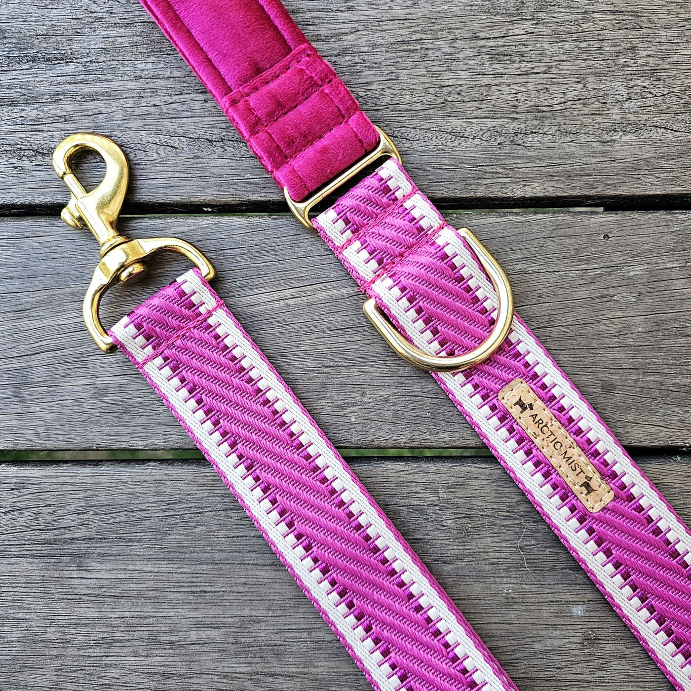 Luxury hot pink St Tropez dog lead leash polyester webbing