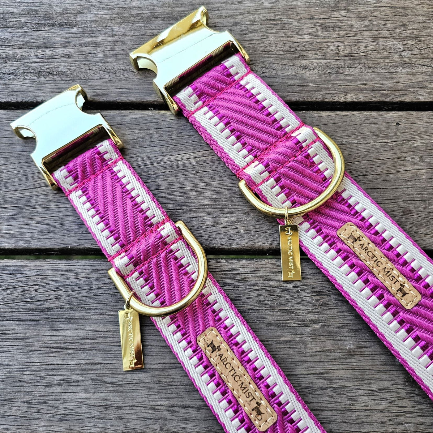 Luxury hot pink St Tropez dog collar buckle collar polyester webbing