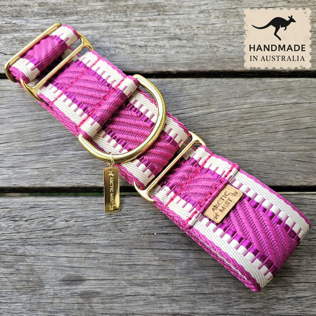 Hot Pink webbing dog martingale collar