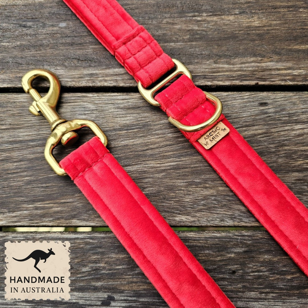 luxury red velvet dog lead leash