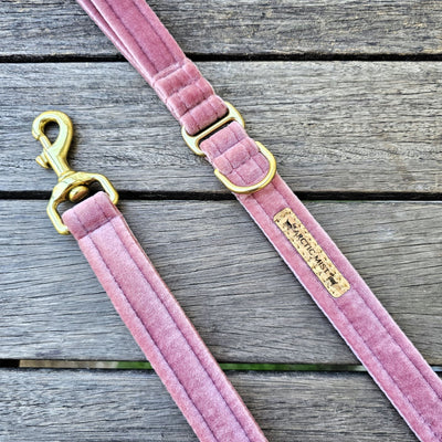 blush pink luxury velvet dog lead leash