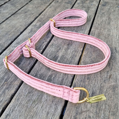 blush pink luxury velvet dog slip collar slip lead head halter