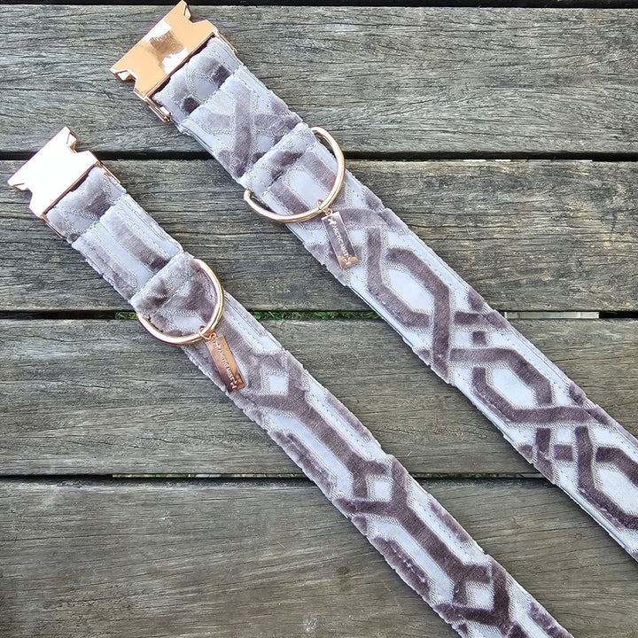 Pale Lavender Luxury Embossed Velvet Buckle Collar