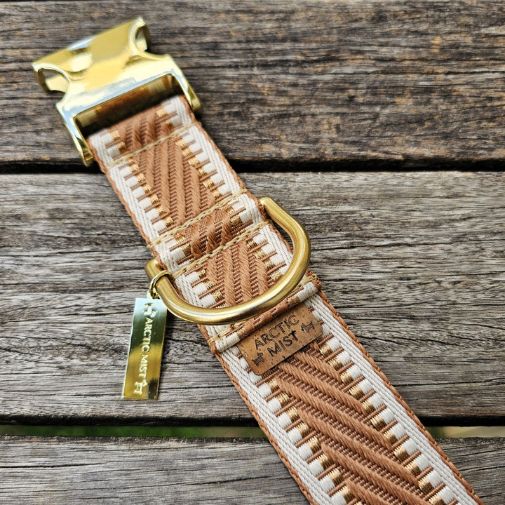 Caramel Latte St Tropez dog Buckle Collar polyester webbing brass 