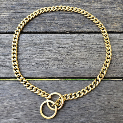 check chain dog chain slip collar gold stainless steel