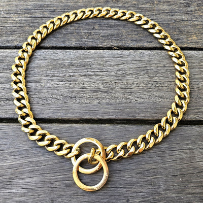 check chain dog chain slip collar gold stainless steel