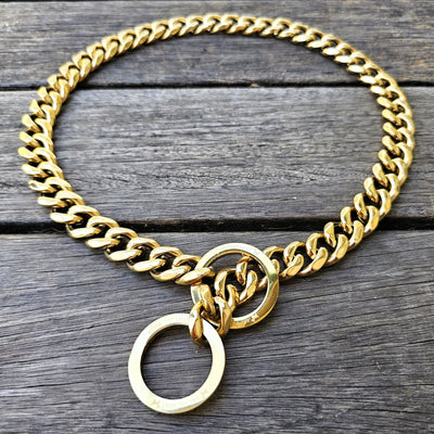 check chain dog chain slip collar gold stainless steel