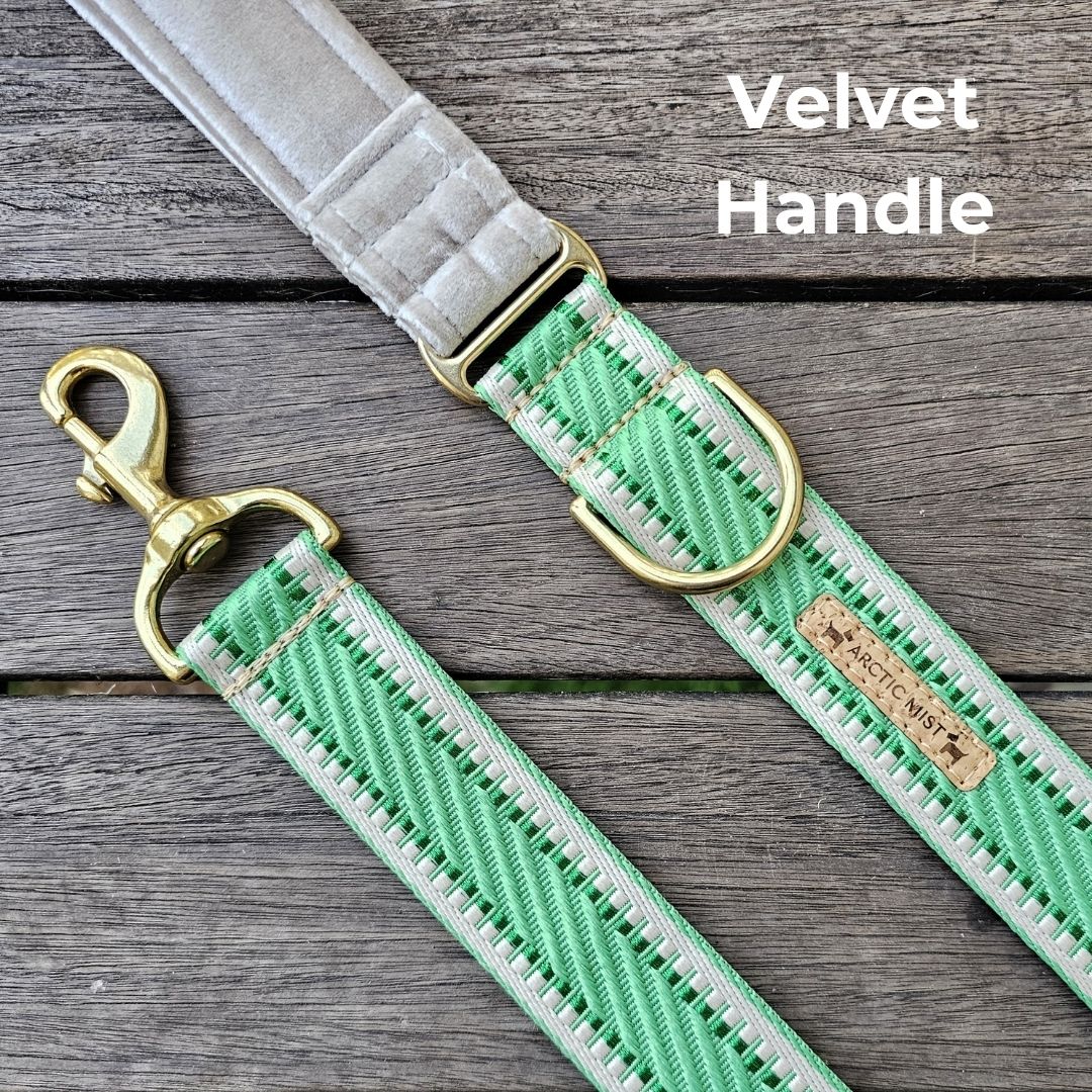 luxury emerald green webbing dog collar lead brass