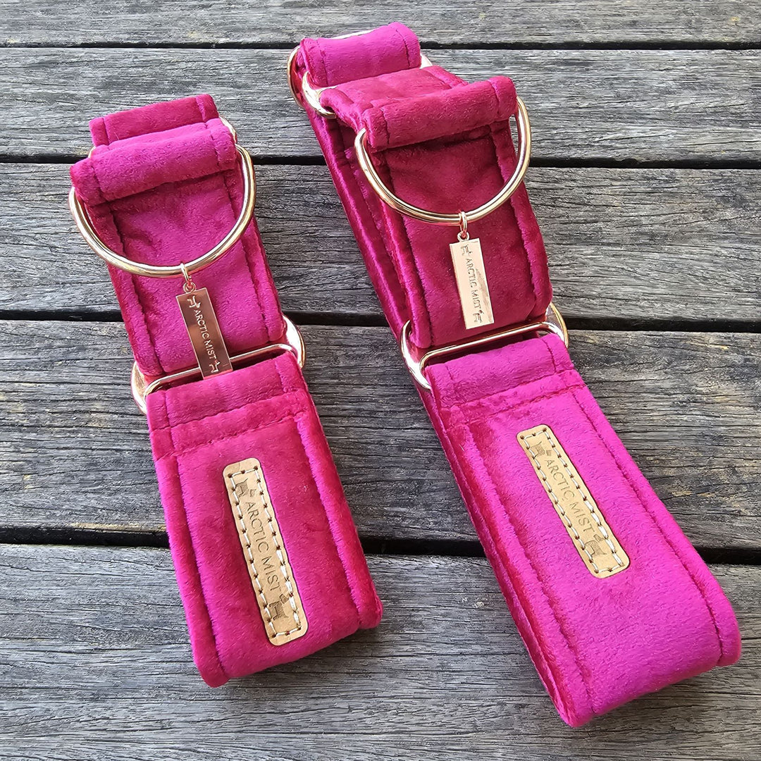 Hot Pink Luxury Velvet Martingale Collar