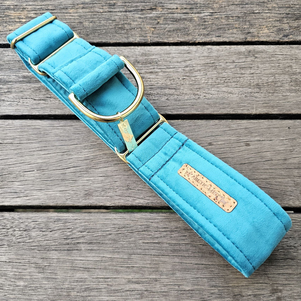 jade green luxury velvet dog martingale slip collar