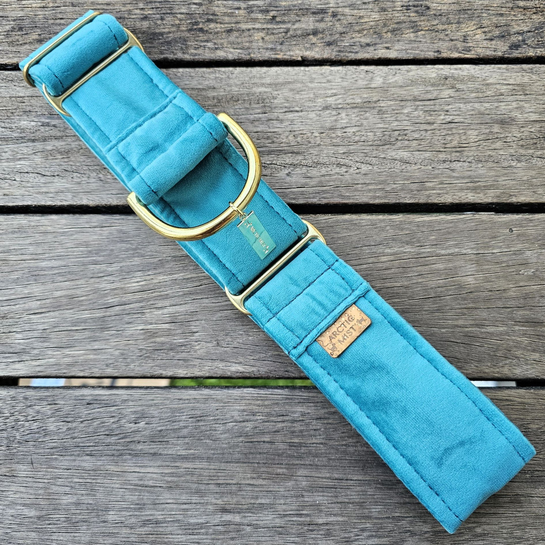jade green luxury velvet dog martingale slip collar