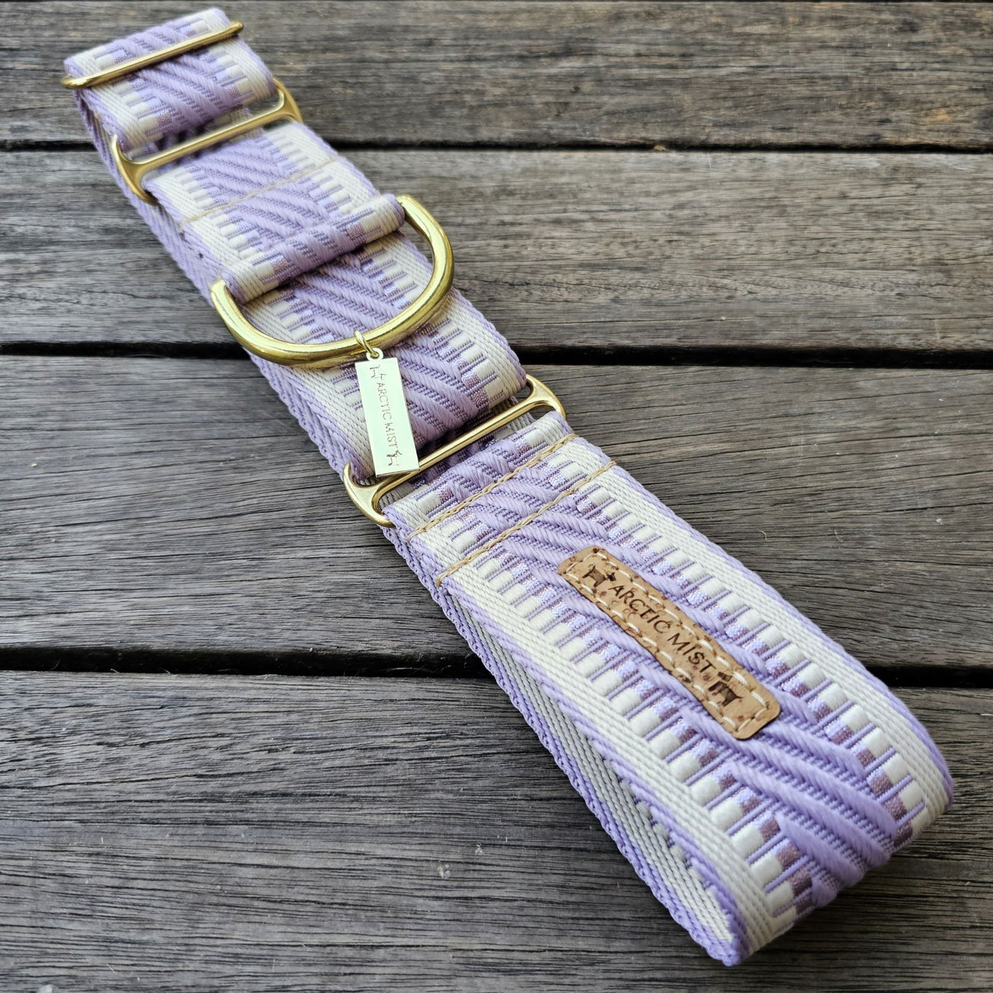 luxury lavender webbing dog  martingale limited slip collar brass 