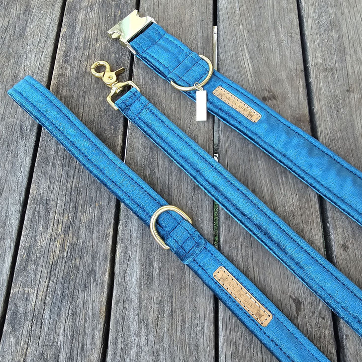 Luxury teal velvet dog lead leash
