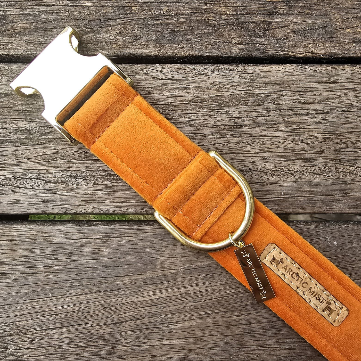 luxury burnt orange velvet buckle dog collar