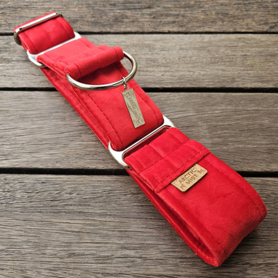 luxury red velvet dog martingale limited slip collar