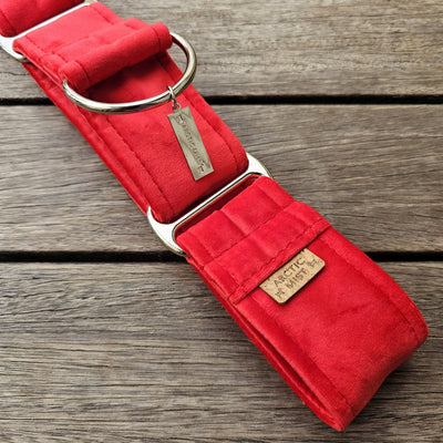 luxury red velvet dog martingale limited slip collar