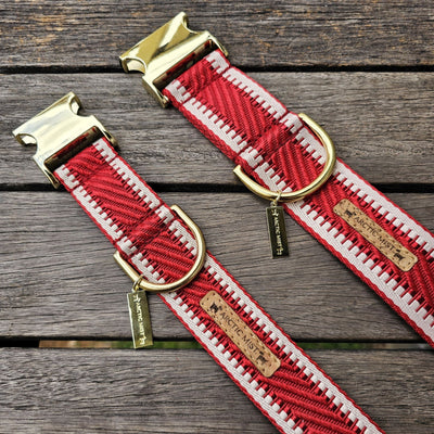 red luxury webbing webbed wide dog buckle collar