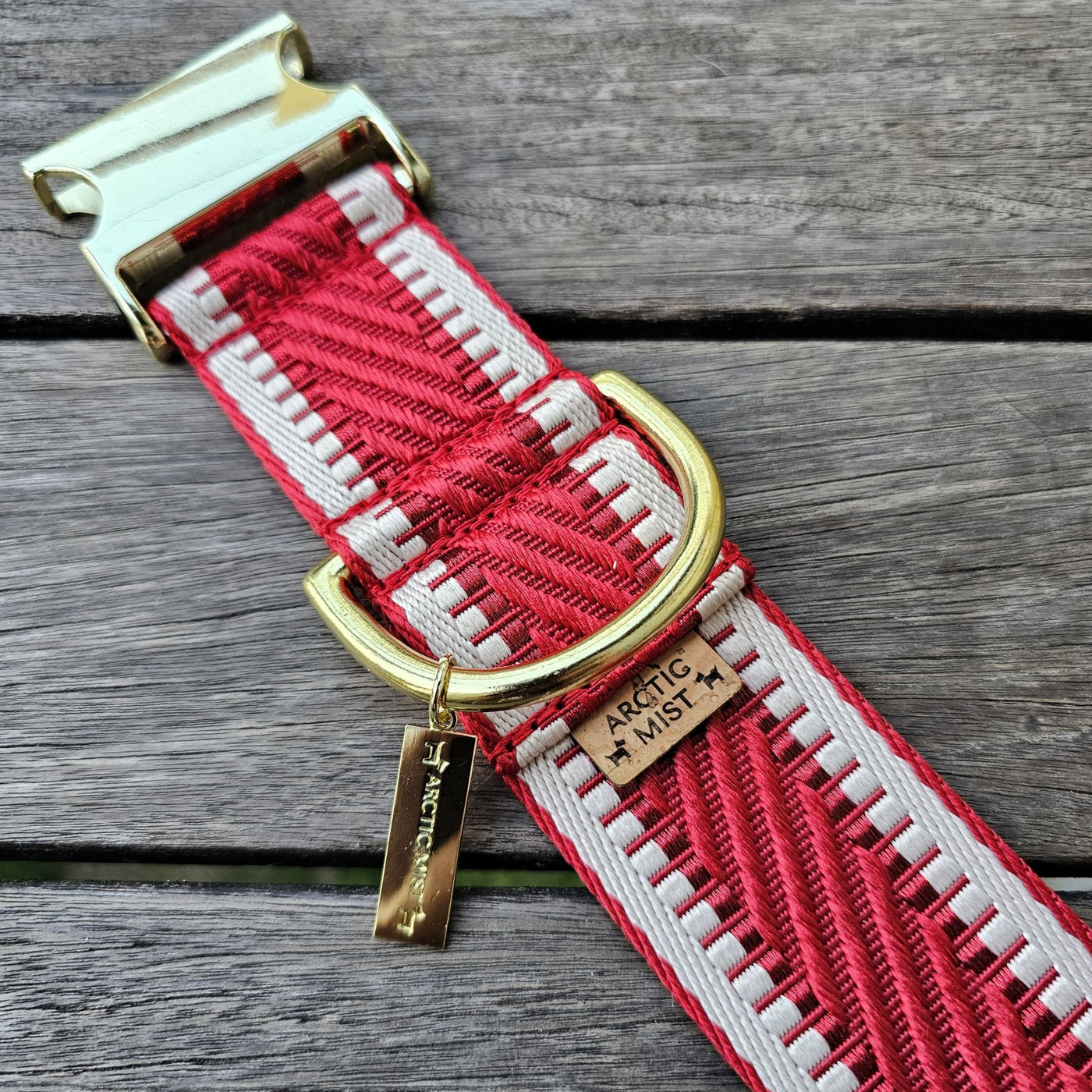 red luxury webbing webbed wide dog buckle collar