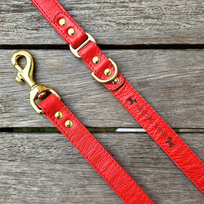 Fiery Red Luxury Kangaroo Leather Lead