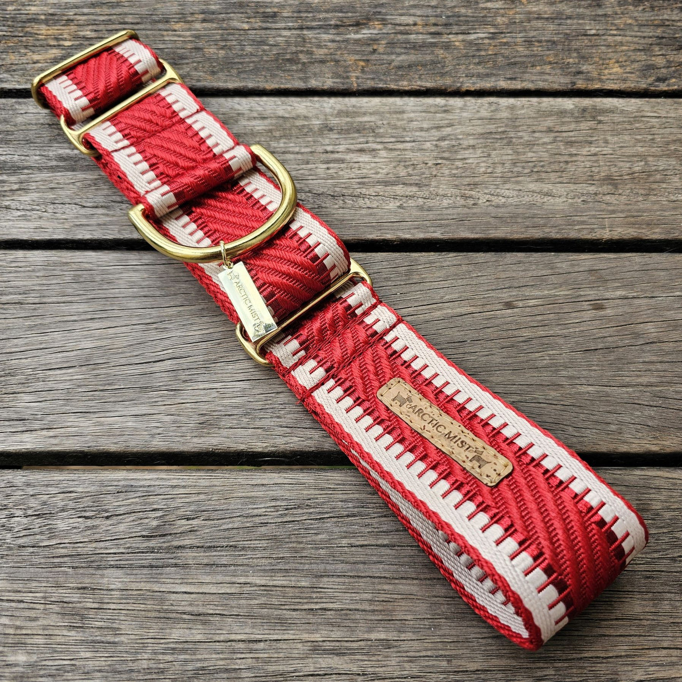 luxury red webbing webbed dog martingale collar limited slip collar brass