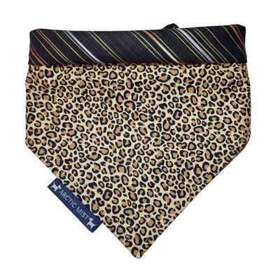 Leopard & Gold Stripe Reversible Tie Up Bandana