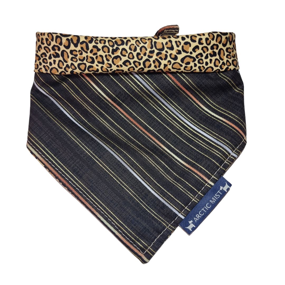 Leopard & Gold Stripe Reversible Tie Up Bandana
