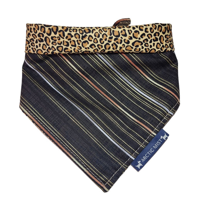 Leopard & Gold Stripe Reversible Tie Up Bandana