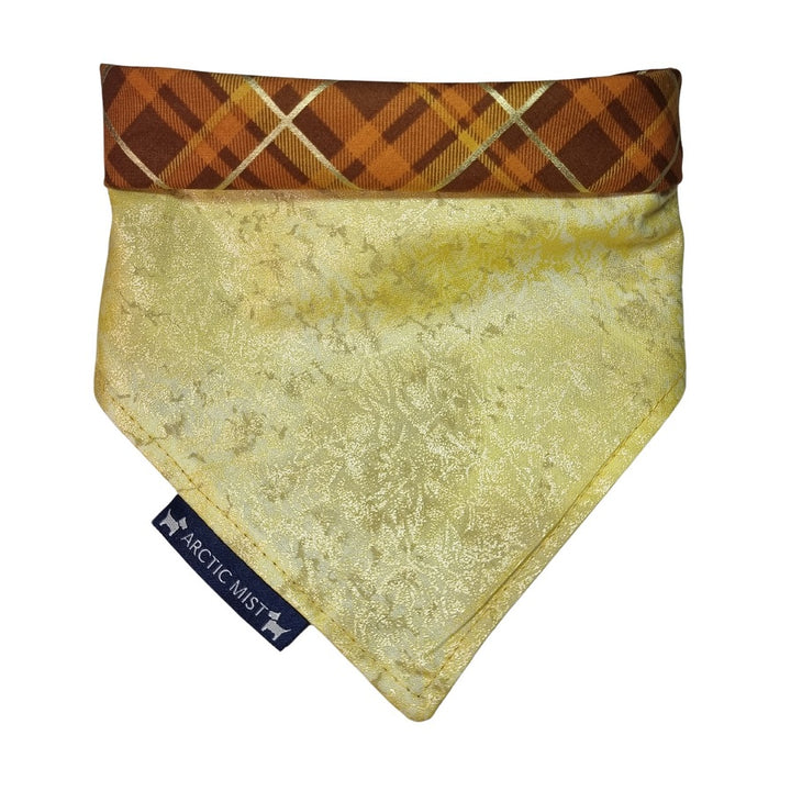 Brown & Gold Plaid Reversible Tie Up Bandana