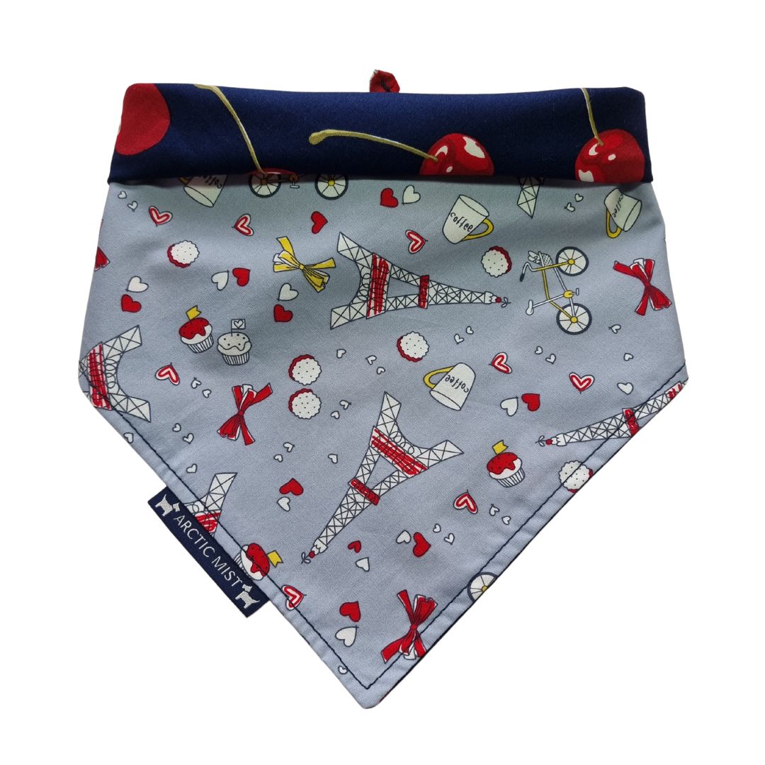 Cherry Paris Love Reversible Tie Up Bandana