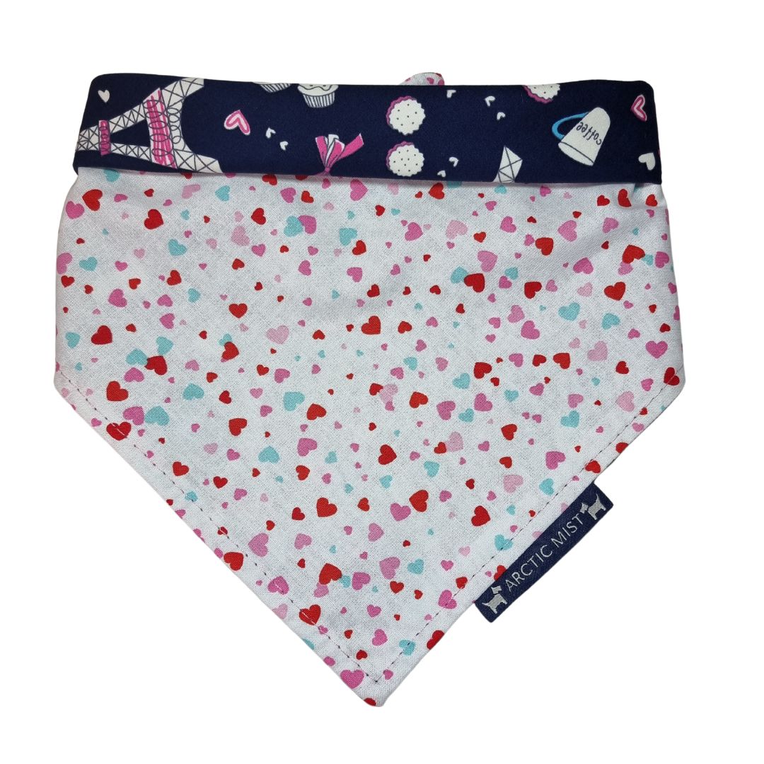 Navy Paris Love Reversible Tie Up Bandana