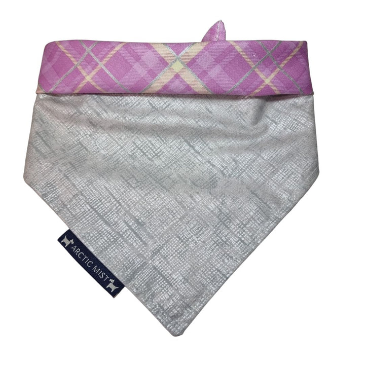 Pink & Silver Plaid Reversible Tie Up Bandana