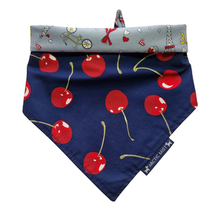 Cherry Paris Love Reversible Tie Up Bandana