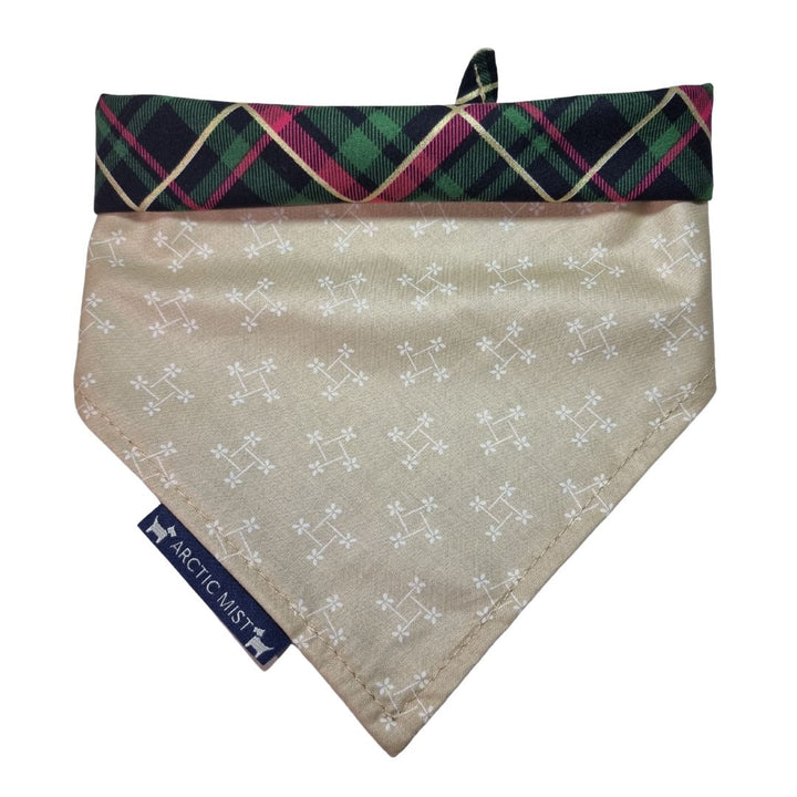 Green, Pink & Gold Plaid Reversible Tie Up Bandana