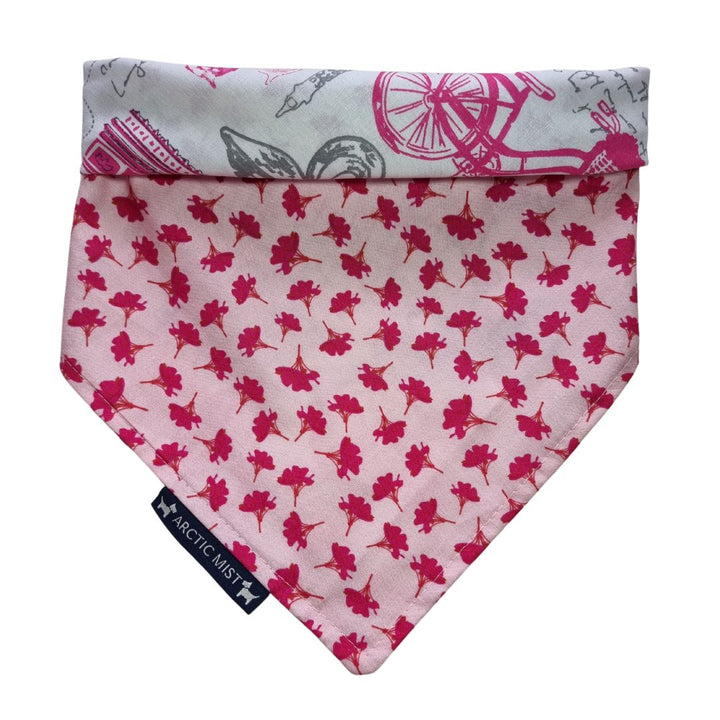 Pink Paris Love Reversible Tie Up Bandana